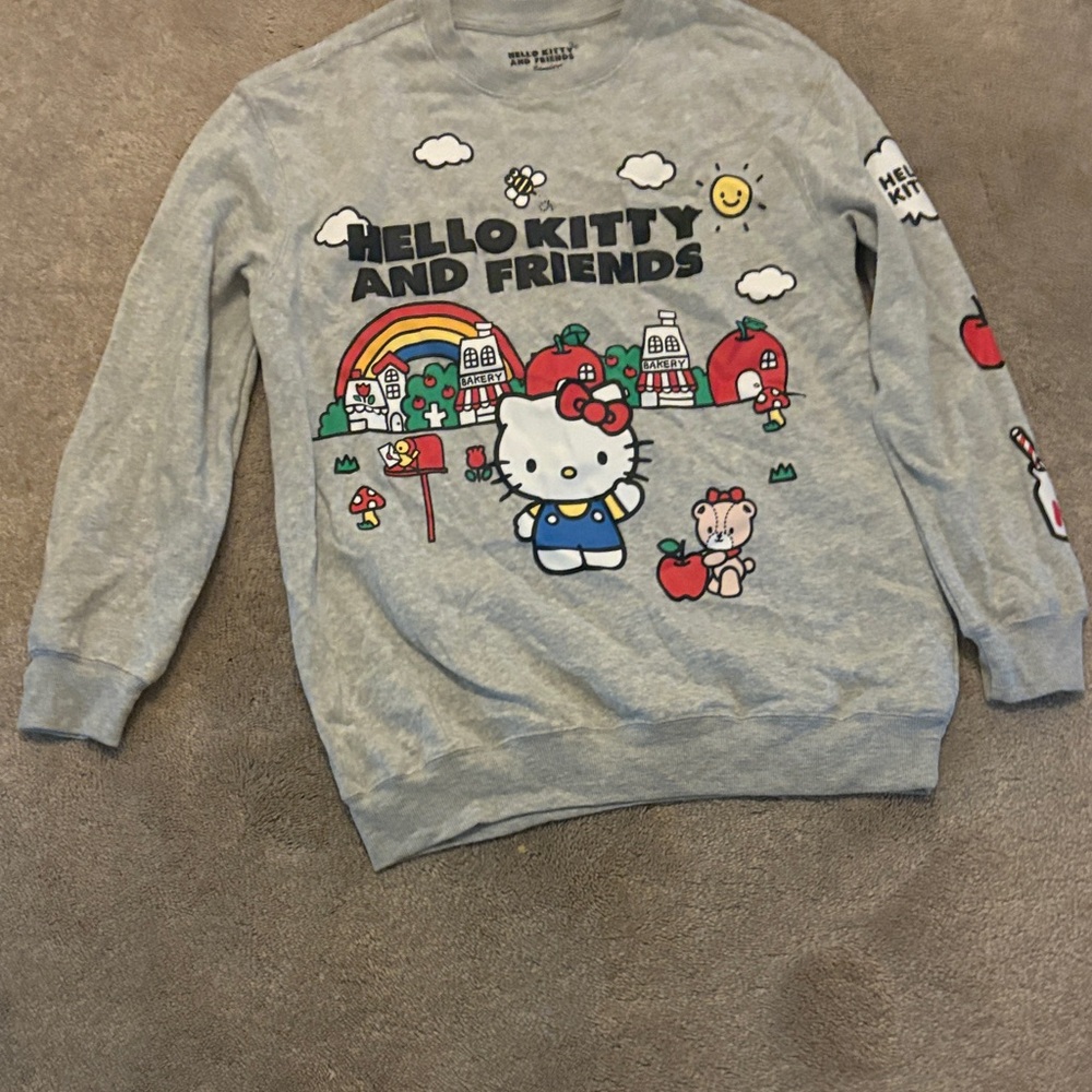 Hello Kitty Gray Sweatshirt with Colorful Print